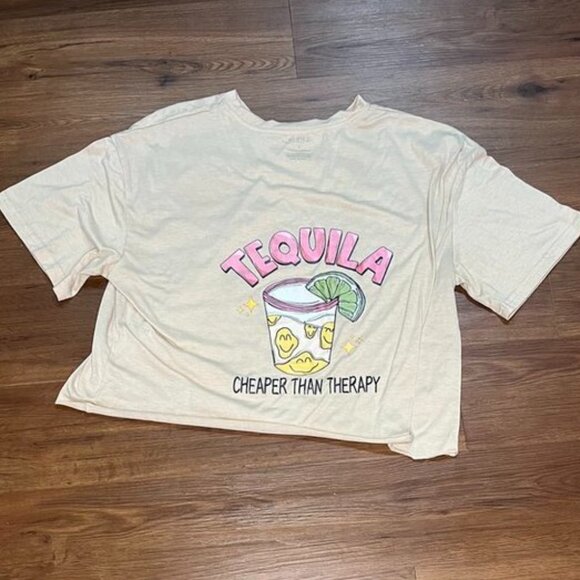 SHEIN “Tequila – Cheaper Than Therapy” Cropped Graphic Tee (L) - Picture 2 of 7